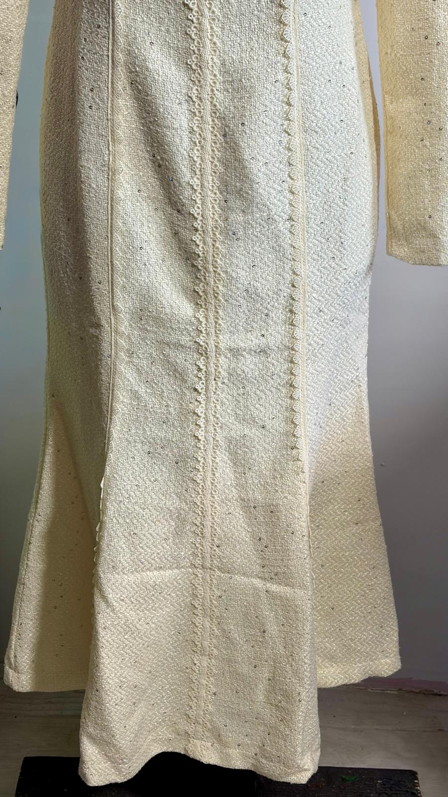 Abito Midi Bouclé,Vintage Anni ‘60,In Pizzo Con Paillettes A Sirena Misure In Foto