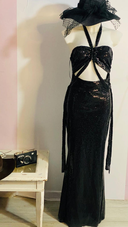 Abito Elegante Nero Paiettato