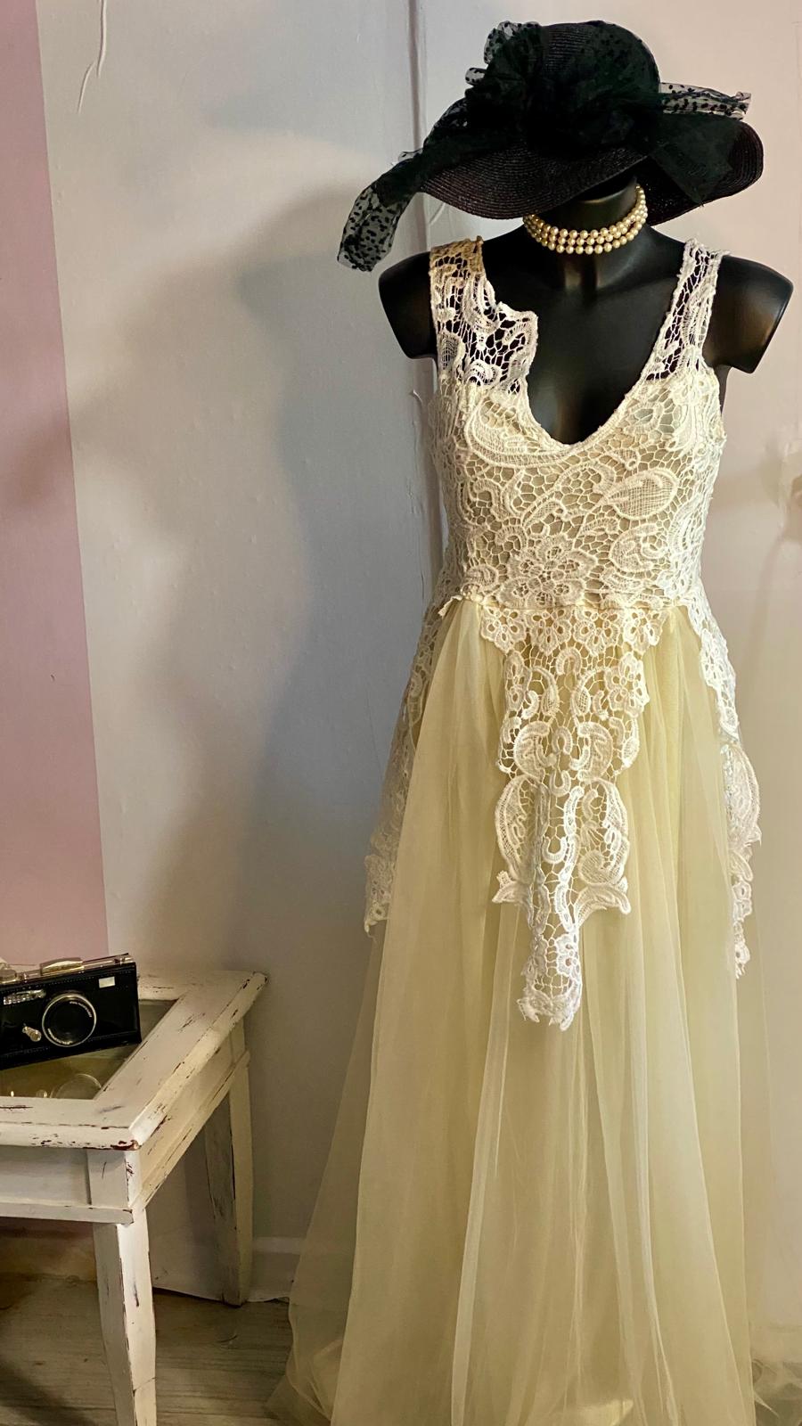 Abito Lungo Da Sposa o Da Sera in Stile Vintage Romantico Misure Nelle Foto