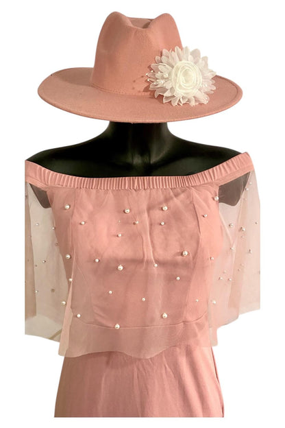 Abito Da sera Linea Shein Belle Cappello in Regalo con Spilla Con Fiore e Perle